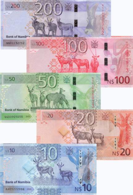 Namibia Set p20a p24a 10 bis 200 Dollar 2025